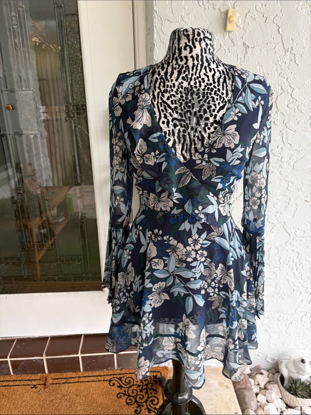 Keepsake Navy Floral Long-Sleeve Wrap Dress
